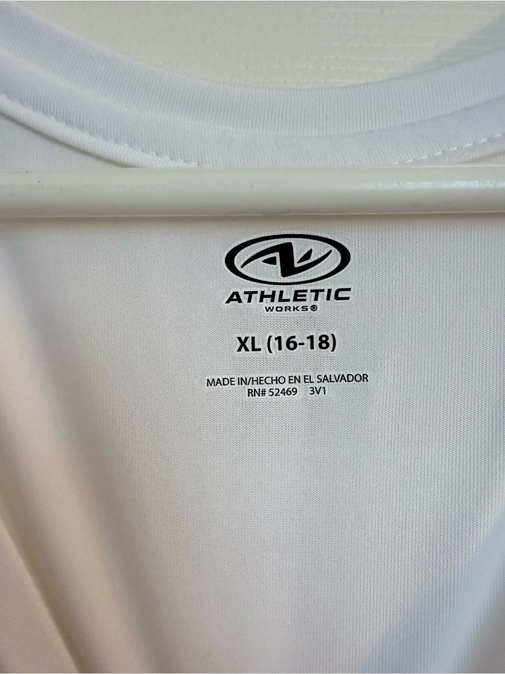 Athletic Works White V-Neck Short Sleeve Tee - Picture 2 of 3